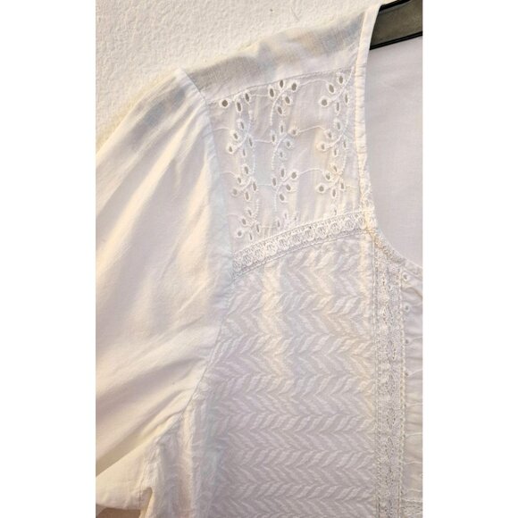 Avenue White 100% Cotton Embelished Relaxed Fit Pullover Tunic Top Sz 18/20 EUC - Picture 2 of 7